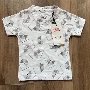 ESSA White Geometric Kids T-Shirt 6/12m NWT